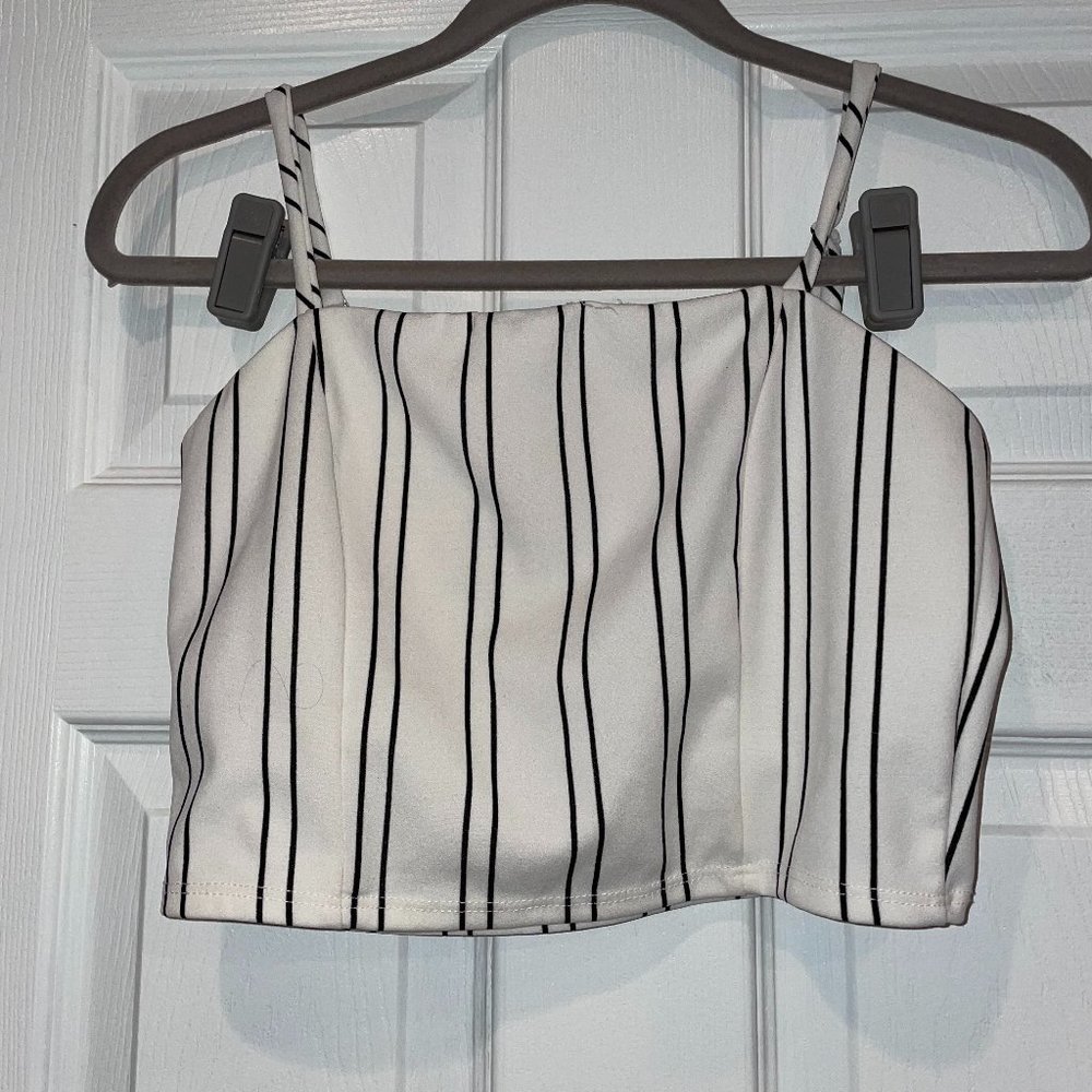 Black and White Striped Crop Top
